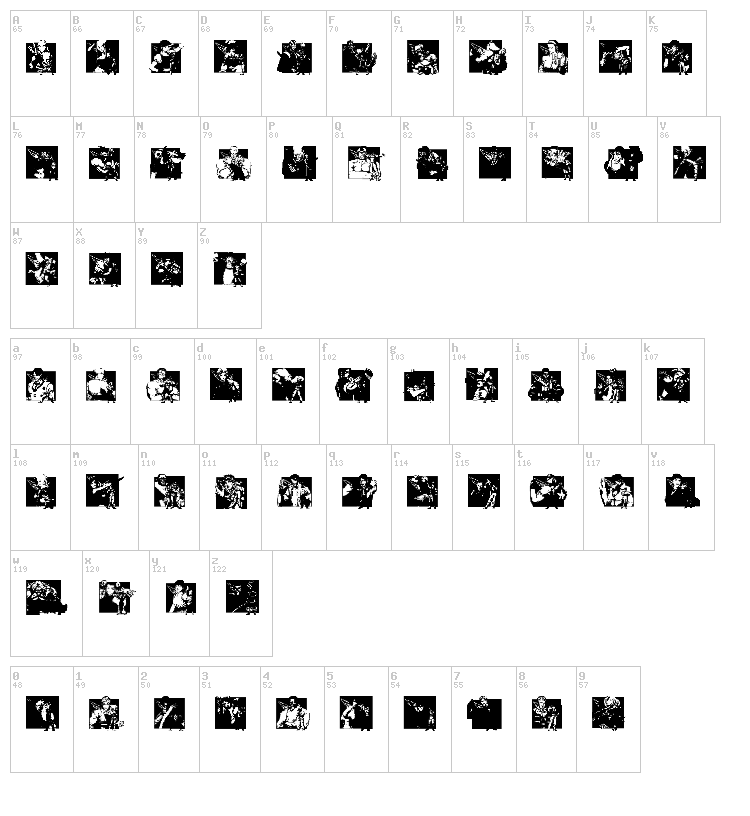 KOF Dingbats font map
